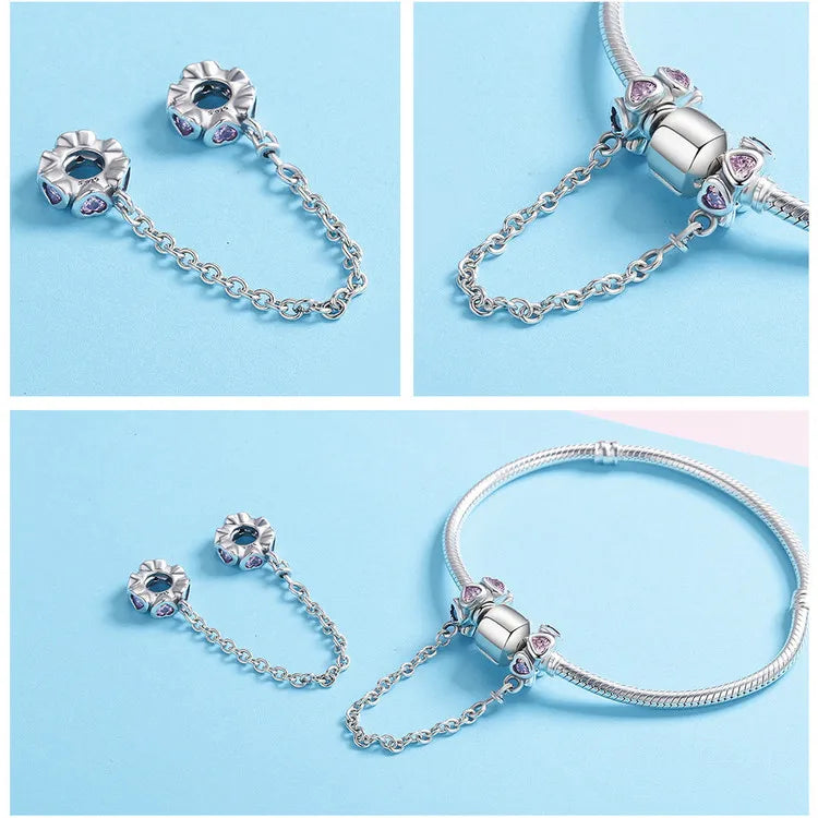 Rose Heart Safety Chain Charm