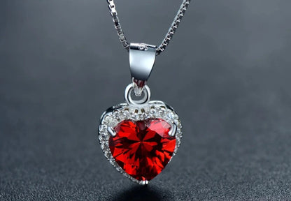 Sparkling Ruby Heart Necklace