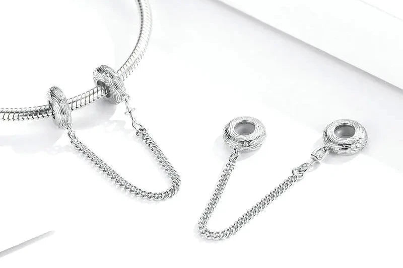 Ocean Wave Pavé Safety Chain Charm