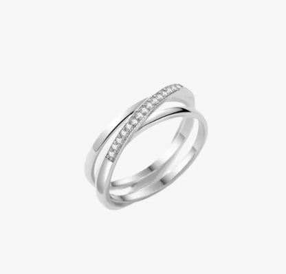 Crossover Pavé Triple-row Ring