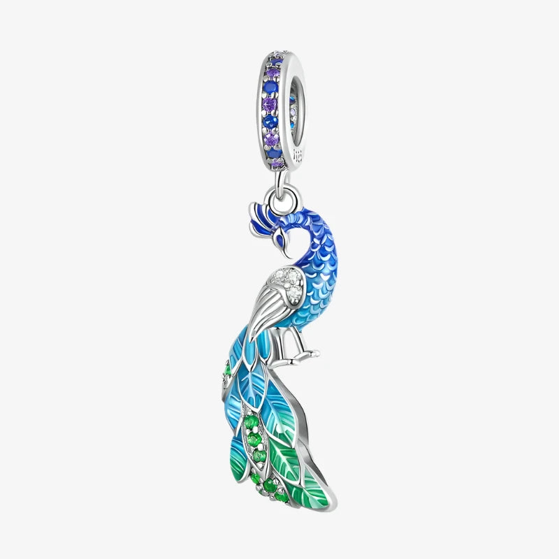 Radiant Peacock Dangle Charm