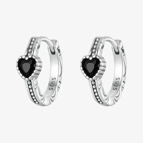 Black Heart Hoop Earrings