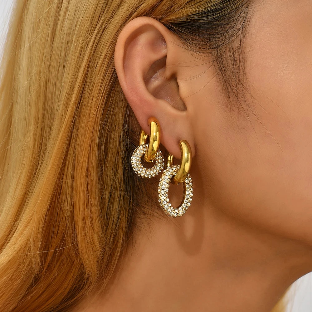 Double Sparkle Hoop Earrings