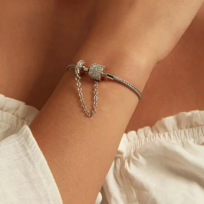 Sparkling Clasp Bracelet and Safety Chain