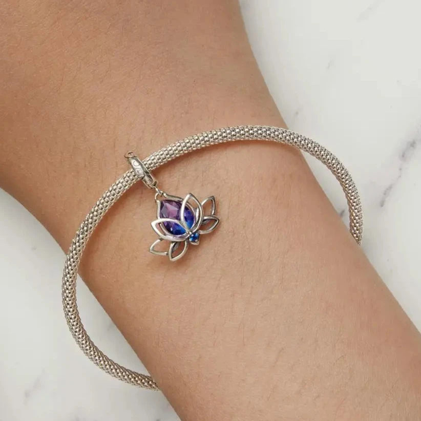 Purple Lotus Dangle Charm