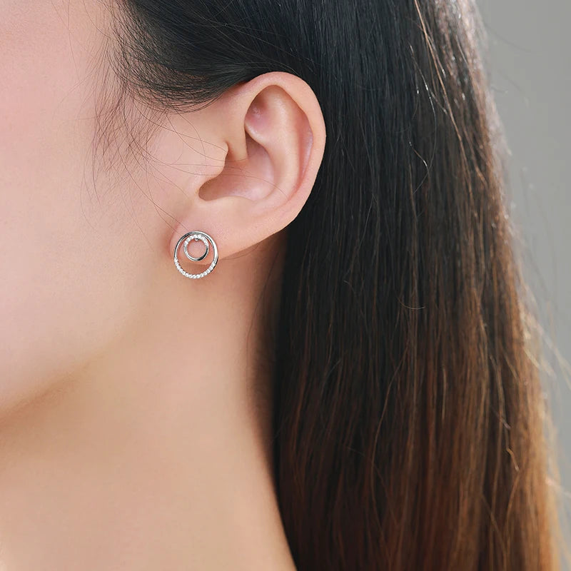 Sparkling Circle Stud Earrings