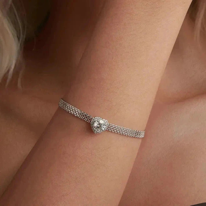 Moissanite Heart Bracelet