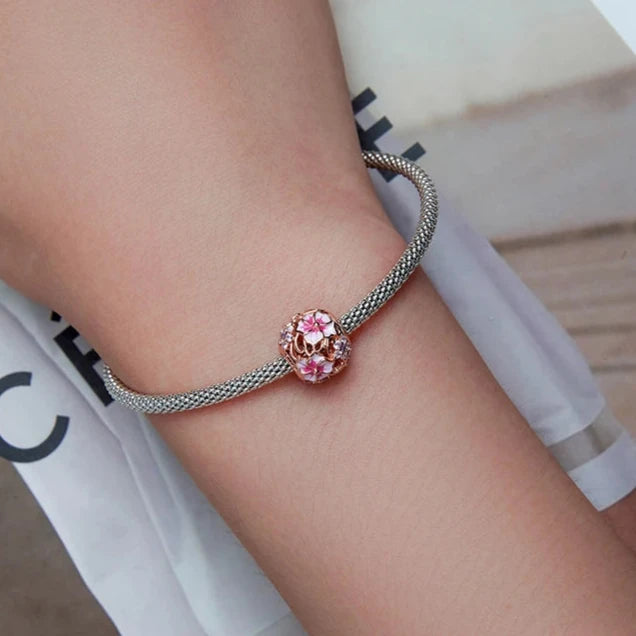 Rose Gold Cherry Blossom Charm