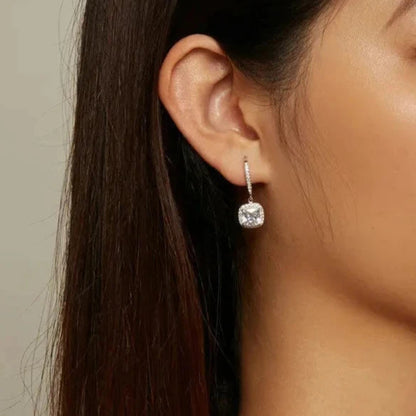 Square Sparkle Hoop Earrings