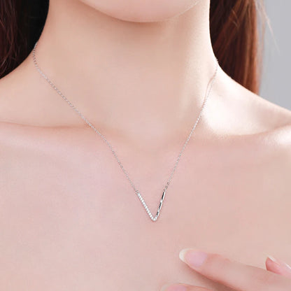 V Letter Pendant Necklace